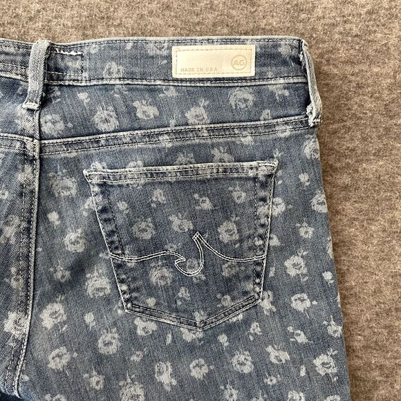 ADRIANO GOLDSCHMIED + LIBERTY ART FABRICS Floral Print Denim Blue Jeans Size 27R - Picture 1 of 16